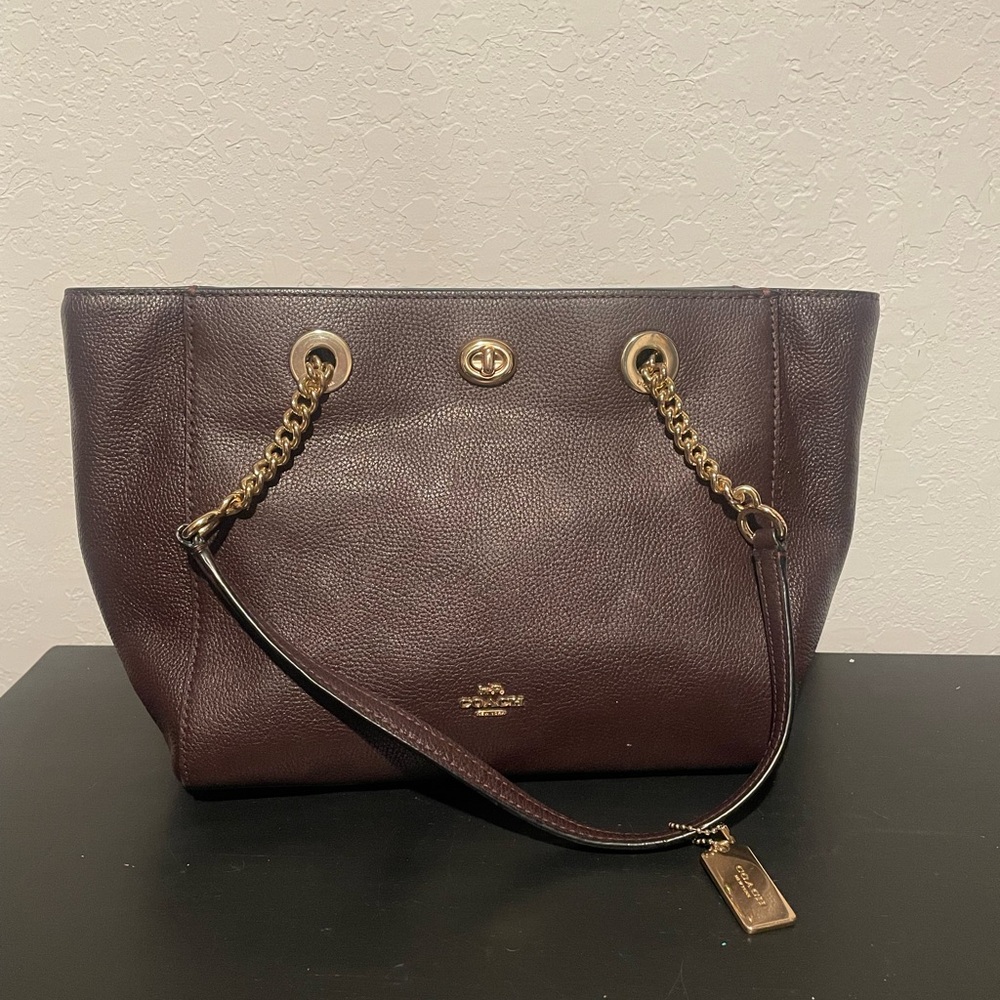Coach Leather Handbag-Brown